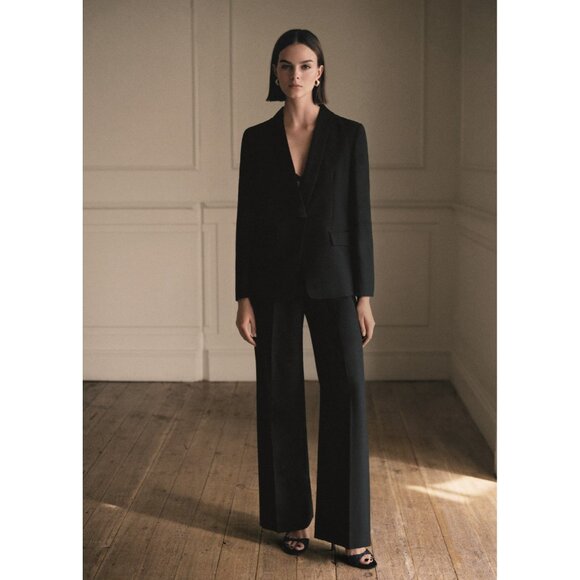 NEW MANGO Wool jacket with satin lapels Blazer BLACK SIZE XS/100%AUTHENTIC - Picture 7 of 7